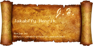 Jakabffy Henrik névjegykártya